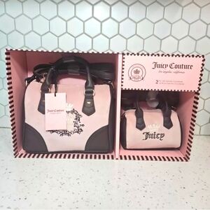 Juicy Couture Heritage Mommy & Me Satchel Bag Set Dusty Blush Pink NWT